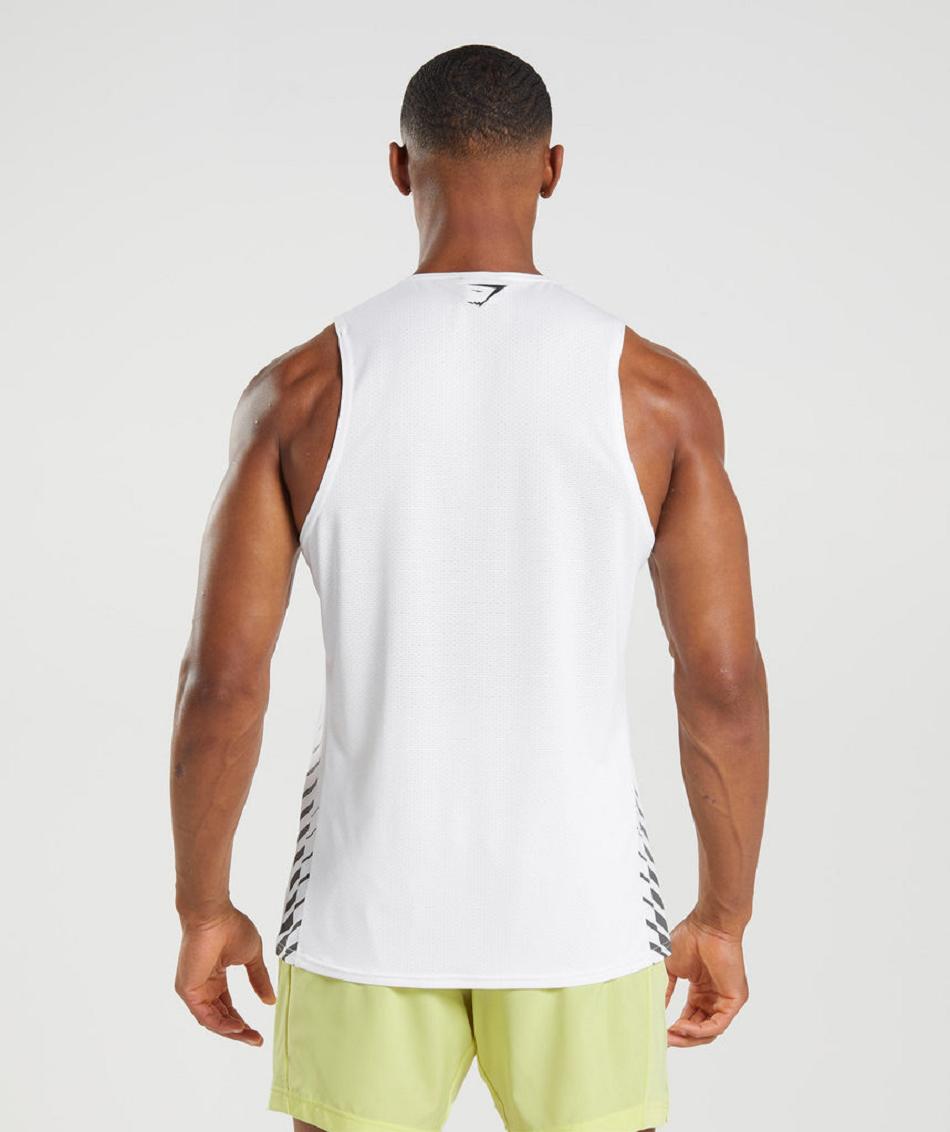 Camiseta Tirantes Gymshark Deporte Stripe Hombre Blancas | CO 3243LIS